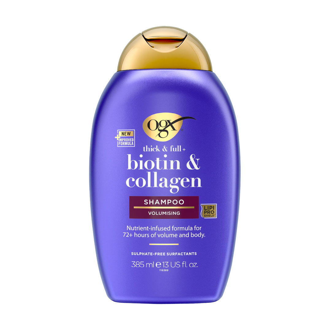 Шампунь для позбавленого об'єму та тонкого волосся OGX Thick &amp; Full + Biotin &amp; Collagen Shampoo з біотином та колагеном, 385 мл